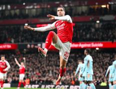 英超(chāo)：阿森纳2-0布伦特福德5分领跑(pǎo) 梅裡(lǐ)諾(nuò)传射 萨卡补刀(dāo) 赖斯(sī)伤退